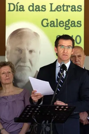 Un instante del discurso de Feijóo con motivo del ‘Día das Letras Galegas’.