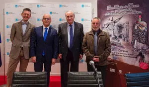 1. De Izq a d. Jorge López Quiroga, Manuel Baltar, el delegado de la Xunta en Madrid José Ramón Ónega y Artemio M. Tejera, en la presentación del I Congreso sobre S. Martín de Tours