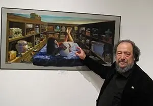 J. Méndez ante una de sus obras