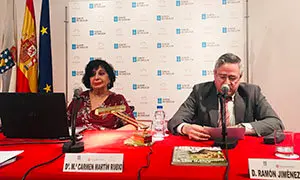 3. En la mesa, Ramón Jiménez y Carmen Martín en la conferencia sobre Juan de Betanzos