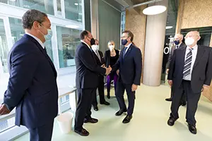 O titular do Goberno galego, Alberto Núñez Feijóo, reúnese co Consejo Empresarial Alianza por Iberoamérica (Ceapi). Edificio Fontán (Cidade da Cultura). 12/1/2022.