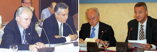 A la izda., Castelao Bragaña, junto al entonces ministro Javier Arenas en su primer Pleno como presidente en julio de 2008. A la dcha., Castelao Bragaña, junto al entonces ministro Jesús Caldera, en su último Pleno como presidente. A la izda., Castelao Bragaña, junto al entonces ministro Javier Arenas en su primer Pleno como presidente en julio de 2008. A la dcha., Castelao Bragaña, junto al entonces ministro Jesús Caldera, en su último Pleno como presidente.