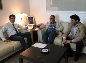 Alberto Núñez Feijóo, Francisco Lores y Antonio Rodríguez Miranda, durante la reunión.