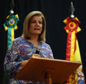 La ministra en funciones, en un momento de su intervención. La ministra en funciones, en un momento de su intervención.