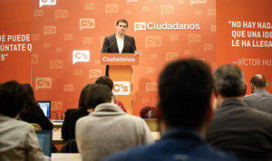 Un momento de la rueda de prensa de Albert Rivera. Un momento de la rueda de prensa de Albert Rivera.