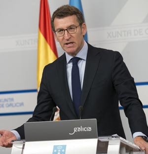 Núñez Feijóo, en la rueda de prensa posterior al Consello de la Xunta. Núñez Feijóo, en la rueda de prensa posterior al Consello de la Xunta.