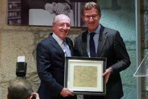 Alberto Núñez Feijóo y Diego Murillo, durante un momento del acto. Alberto Núñez Feijóo y Diego Murillo, durante un momento del acto.