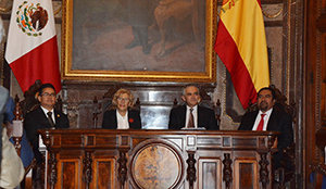 La alcaldesa de Madrid, durante los actos en Ciudad de México. La alcaldesa de Madrid, durante los actos en Ciudad de México.
