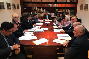 Un instante de la sesión del Consejo de Administración de la FES, realizada en la sede de la Consejería de Empleo y Seguridad Social. Un instante de la sesión del Consejo de Administración de la FES, realizada en la sede de la Consejería de Empleo y Seguridad Social.