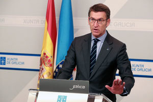 Alberto Núñez Feijóo, durante la rueda de prensa posterior al Consello de la Xunta. Alberto Núñez Feijóo, durante la rueda de prensa posterior al Consello de la Xunta.