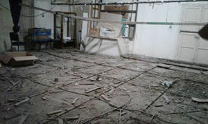 El piso del escenario ya fue levantado. El piso del escenario ya fue levantado.