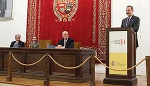 El Rey, durante un momento de su intervención. El Rey, durante un momento de su intervención.