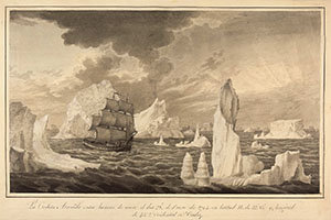 Grabado autoría de Fernando Brambila, que dice: “La Corbeta Atrevida entre bancas de nieve el día 28 de enero de 1794 en latitud N. De 52’13’ y longitud de 43º7’ Ocidental de Cadiz”. Grabado autoría de Fernando Brambila, que dice: “La Corbeta Atrevida entre bancas de nieve el día 28 de enero de 1794 en latitud N. De 52’13’ y longitud de 43º7’ Ocidental de Cadiz”.