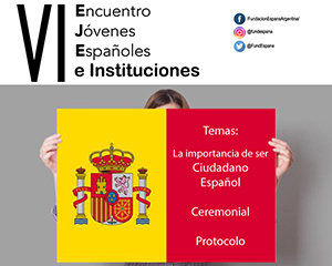 Cartel del VI Encuentro Jóvenes Españoles e Instituciones.
