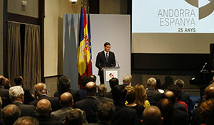 Un momento de la intervención de Sánchez en el acto conmemorativo de las relaciones entre España y Andorra. Un momento de la intervención de Sánchez en el acto conmemorativo de las relaciones entre España y Andorra.