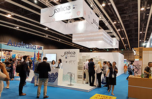 Vista del estand de Galicia en la Feria Seafood Expo Asia de Hong Kong. Vista del estand de Galicia en la Feria Seafood Expo Asia de Hong Kong.