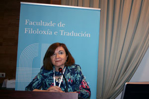 María Rosa Lojo, durante la ponencia inaugural del congreso. María Rosa Lojo, durante la ponencia inaugural del congreso.