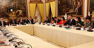 Los Reyes, durante su participación en la reunión del Patronato del Instituto Cervantes. Los Reyes, durante su participación en la reunión del Patronato del Instituto Cervantes.