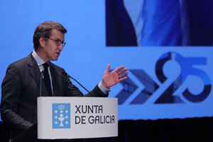 Alberto Núñez Feijóo, durante su intervención en el acto por el 25º aniversario del Igape. Alberto Núñez Feijóo, durante su intervención en el acto por el 25º aniversario del Igape.