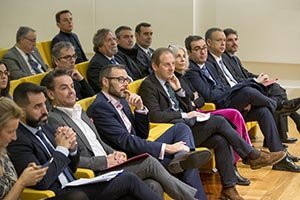 Juan Cividanes -en el centro– durante el acto de Galicia Global. Juan Cividanes -en el centro– durante el acto de Galicia Global.