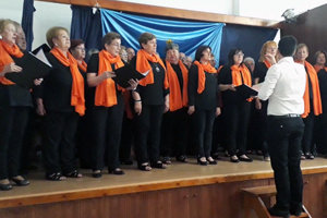 El Coro Errante de la Comarca de la Sidra, durante su actuación. El Coro Errante de la Comarca de la Sidra, durante su actuación.