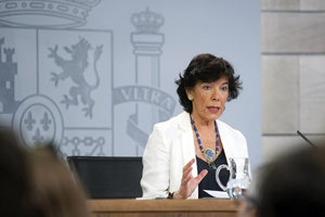 La ministra Portavoz, Isabel Celaá, durante su comparecencia en La Moncloa. La ministra Portavoz, Isabel Celaá, durante su comparecencia en La Moncloa.
