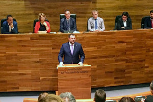 El presidente asturiano, durante su discurso. El presidente asturiano, durante su discurso.