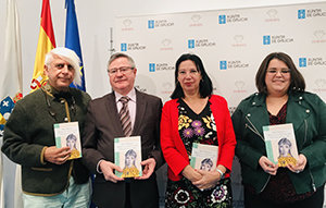 1. De izquierda a derecha el escritor Antonino Nieto, el coordinador de Actos Ramón Jiménez, la autora Mila Villanueva y la editora Lidia López Miguel
