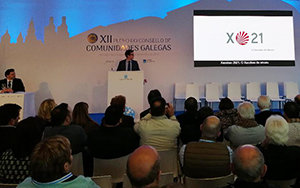 Isaías Calvo, durante su exposición sobre el Xacobeo. Isaías Calvo, durante su exposición sobre el Xacobeo.