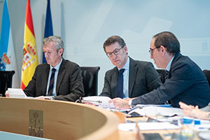 O titular do Goberno galego, Alberto Núñez Feijóo, preside a reunión do Consello da Xunta. San Caetano, Santiago de Compostela, 26/12/19.