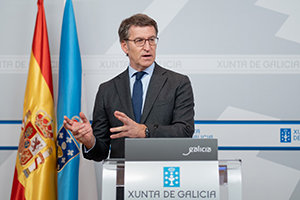 El presidente Feijóo, en la rueda de prensa posterior al Consello de la Xunta. El presidente Feijóo, en la rueda de prensa posterior al Consello de la Xunta.