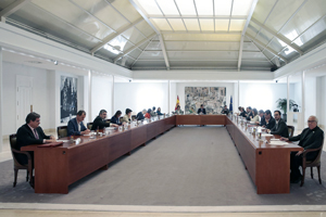 El Gobierno, durante la reunión del Consejo de Ministros Extraordinario del sábado. El Gobierno, durante la reunión del Consejo de Ministros Extraordinario del sábado.