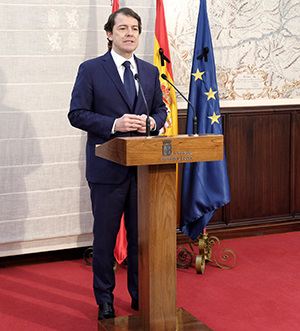 Alfonso Fernández Mañueco, durante su declaración institucional.