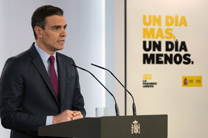 Pedro Sánchez, durante su comparecencia para explicar los principales detalles del plan de desescalada.