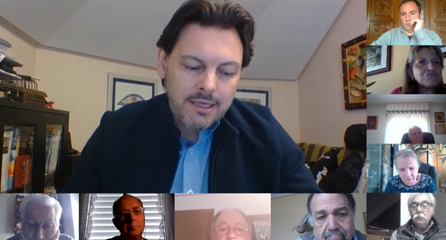 Antonio Rodríguez Miranda, durante la conversación con los representantes de las entidades gallegas.