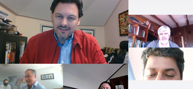 Miranda, durante la conversación con los gallegos de Costa Rica, Puerto Rico, Panamá y Chile.