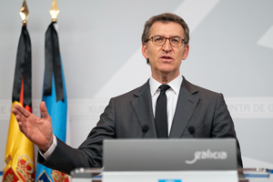 Alberto Núñez Feijóo, durante su comparecencia para dar cuenta de la actual situación con respecto a la pandemia.