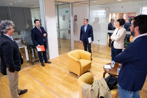 O titular do Goberno galego, Alberto Núñez Feijóo, reúnese cos representantes dos principais partidos políticos galegos. Edificio Administratito de San Caetano, Santiago de Compostela, 14/05/20.