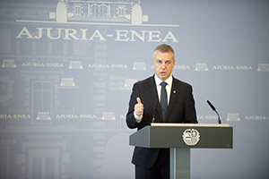 Iñigo Urkullu, durante la rueda de prensa tras la reunión del Consejo de Gobierno.
