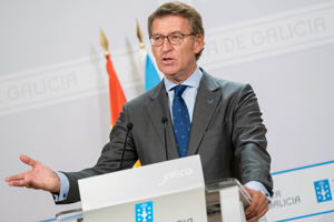 Alberto Núñez Feijóo, durante la rueda de prensa posterior a la reunión semanal del Consello de la Xunta.