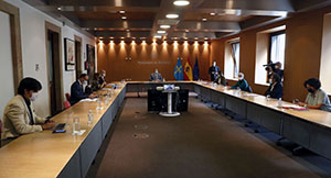 Oviedo. 24-9-2020. El presidente del Principado de Asturias, Adrián Barbón, preside la reunión semanal del Consejo de Gobierno.
Foto: Armando Ãlvarez.