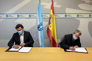 Antonio Rodríguez Miranda y Celso Domínguez Búa, durante la firma del convenio.