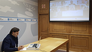 Rodríguez Miranda, durante la videoconferencia con representantes de centros y entidades gallegas de Argentina,