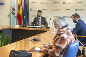 O director do Instituto Galego de Promoción Económica (Igape), Fernando Guldrís, presenta en rolda de prensa o balance do comercio exterior galego no ano 2020.