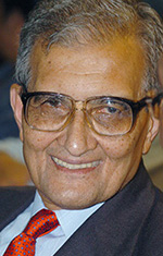 A portrait of the Nobel Laureate and well known Economist Dr. Amartya Sen taken during the release of his book 'The Argumentative Indian - Writings on Indian History, Culture and Identity', in New Delhi on August 1, 2005.
