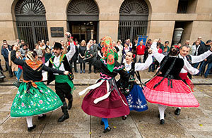 Recepción casas regionales de Navarra. Tras la recepción ha tenido lugar una exhibicación de bailes regionales