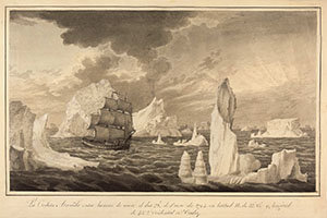 La corbeta «Atrevida» entre bancas de nieve el día 28 de enero de 1794 (en latitud N de 52° 13' y longitud de 43° 7' occidental de Cádiz).   1794