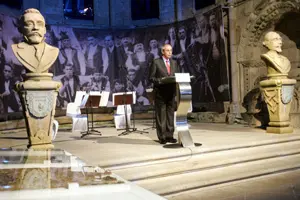 Touriño durante su intervención en el acto que tuvo lugar en San Domingos de Bonaval, en Santiago.