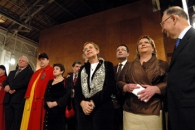 Villarino y Bolay, durante el acto de homenaje.