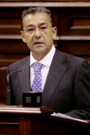 Paulino Rivero, en un momento del Debate en el Parlamento canario.